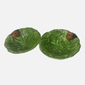 VTG Ceramic Ladybugs 3D Cereal Dessert Bowls Set of 2 Made in Italy Nature 7x3”